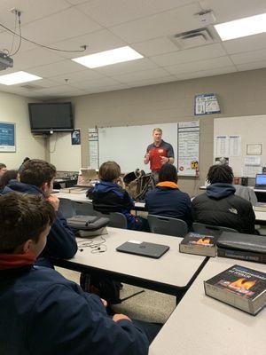 Tech school visit- Bobby is very dedicated to teaching students the importance of learning a trade.