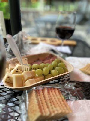 Meh cheese and meat tray. The wines are so good--this accompaniment was just not up to par.