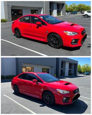 Before and after service photo of my car