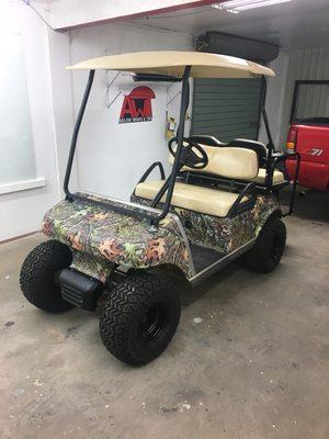 We wrapped this golf cart in camo for a customer.