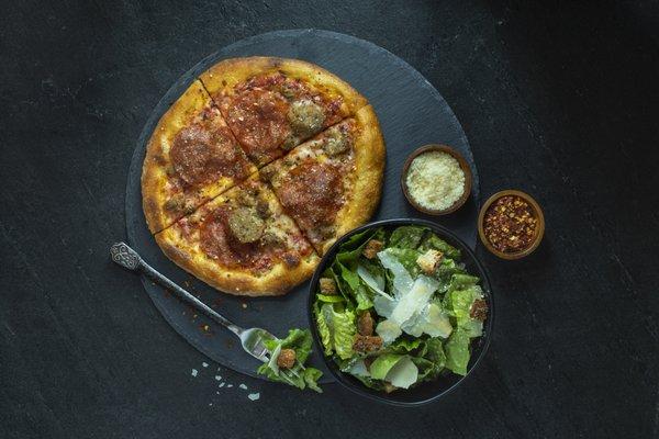 The Mini Mia. Personal pizza + salad meal.