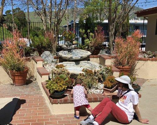 My husband enjoyed having his family with him in the New Vista courtyard.