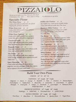 Pizza Menu