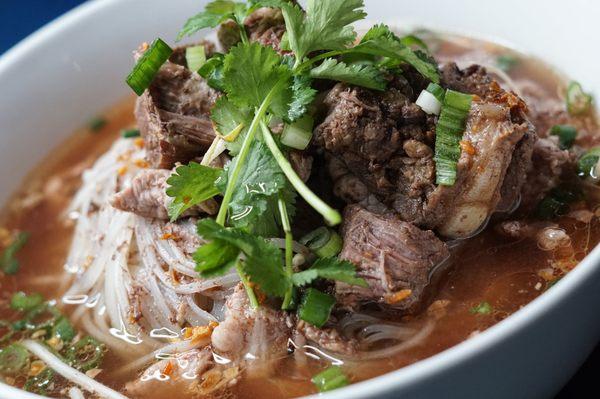 Boat Noodles # 2 - Short Ribs in dark broth topped with fried garlic, scallion, cilantro