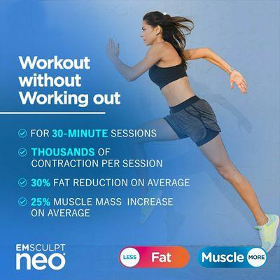 Imagine 20,000 squats and crunches without going to the gym! Get quick results with EmSculp Neo!