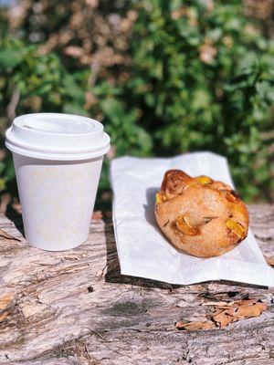 Honeycomb latte and focaccia (delicious!)