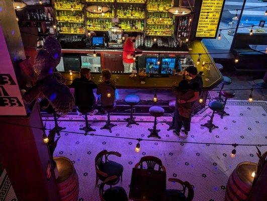 View of the bar area from the second floor