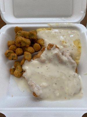 Chicken fried chicken + 2 sides and roll (not pictured).