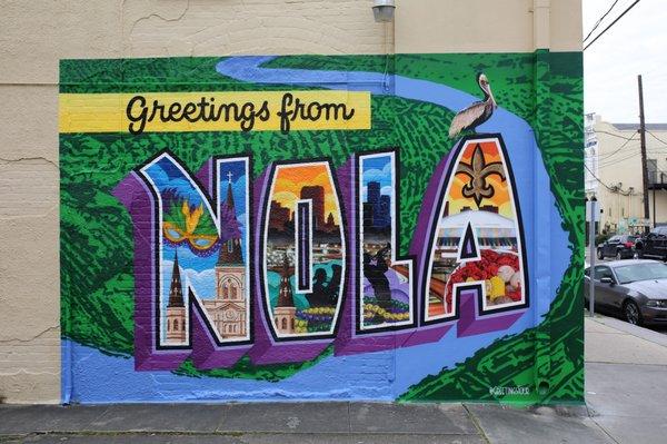 Greetings from NOLA mural down the block.