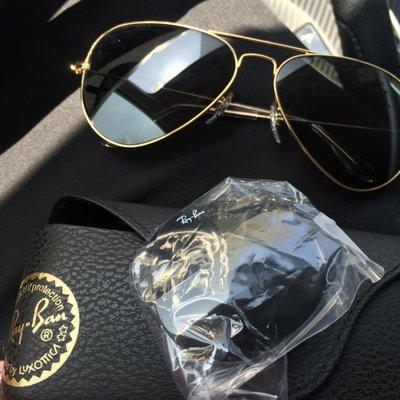 Ray-Ban aviators with polarized prescription lenses.