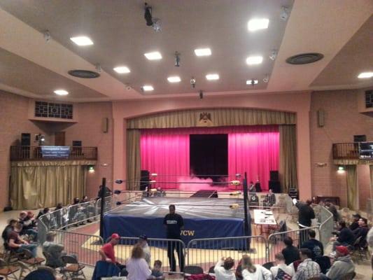 Inside the Auditorium set up for wrestling