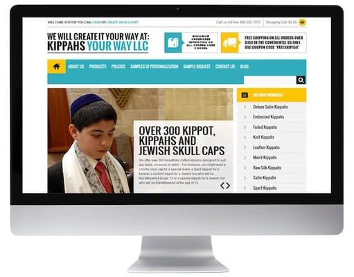 Jewish Kippahs eCommerce store website design by www.webdesignandmarketing.com