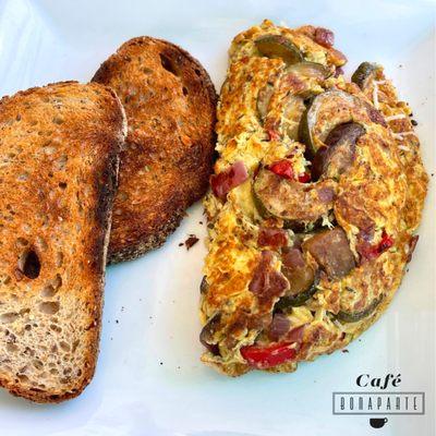 Ratatouille omelet with toast