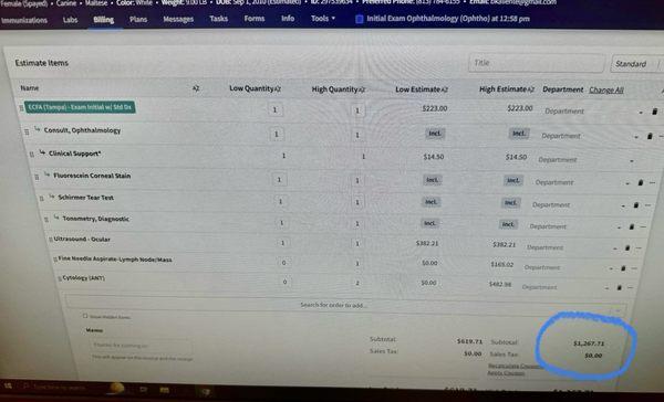 The bill for diagnostics only- almost $1300