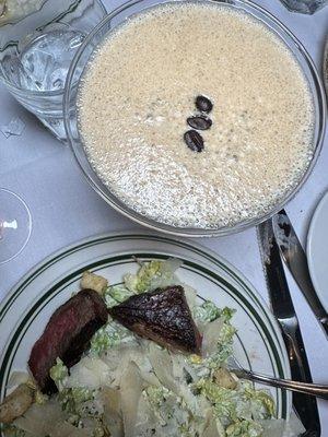 Espresso martini and salad