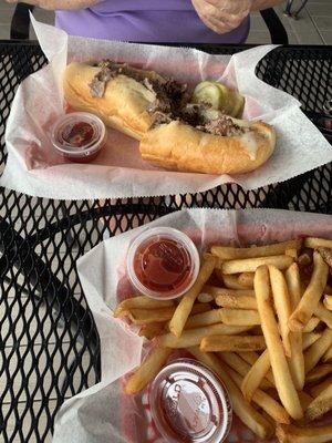 Cheesesteak and fries