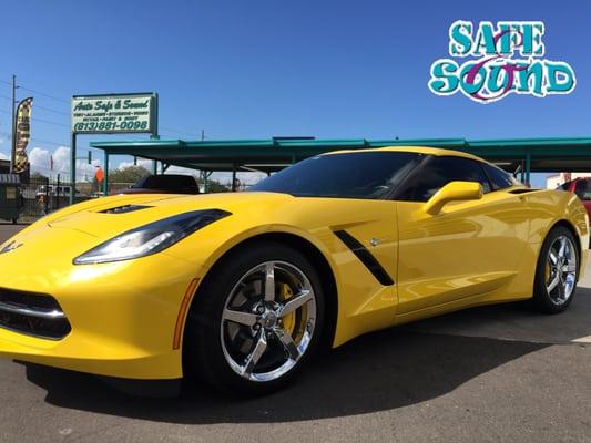 Flawless detail, tint, and custom car wrap performed by our expert team on this gorgeous Corvette Stingray!