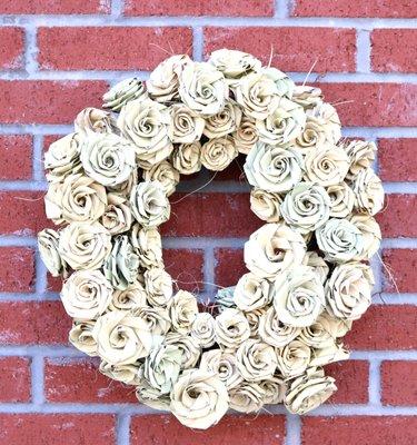 Handmade Lowcountry Palmetto Rose Wreath at Charleston Specialty Foods