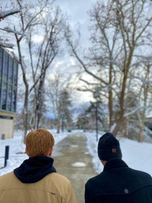 My guys walking around campus! So much fun in the snow!