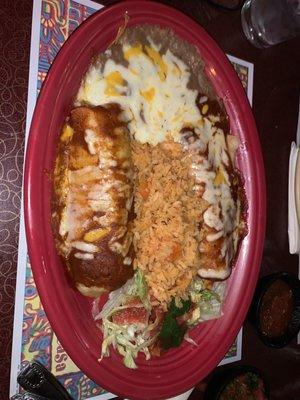 Two item combination - chicken tamale and chicken enchilada