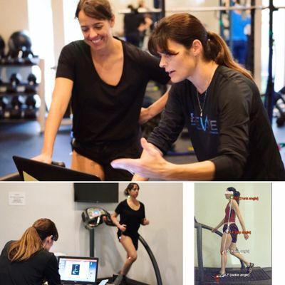 Elevate owner Dr. Meredith Soelberg PT, DPT using SIMI Gait & Movement Analysis with a patient to analyze and correct faulty mechanics.