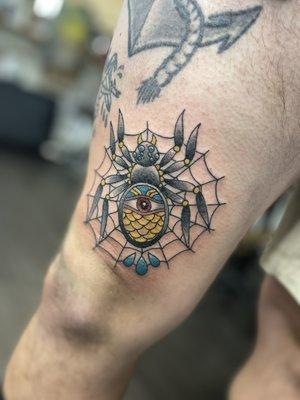 Did this cool spider tattoo, on some friends from Denver.