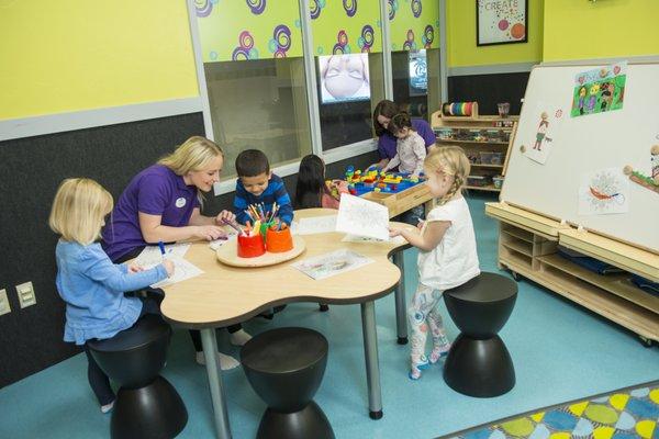 Creation Station is a messy but magical area where children are encouraged to express themselves artistically.