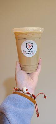 Iced honey hazelnut latte