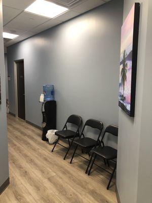 Separate waiting area to separate male patients from female patients wearing a gown