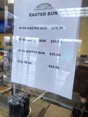 Price range of Easter Bun base on size