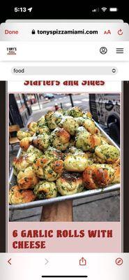 What is advertised as garlic knots with cheese