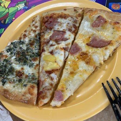 Spanish pizza, pineapple pizza