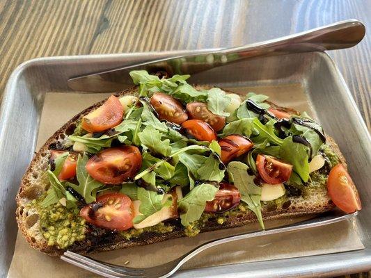 Caprese toast with pesto