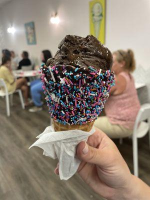 Waffle cone with sprinkles