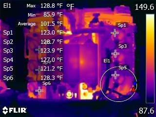 Thermal imaging of a Yamaha V6 outboard engine.