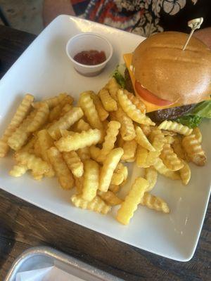 cheeseburger with fries