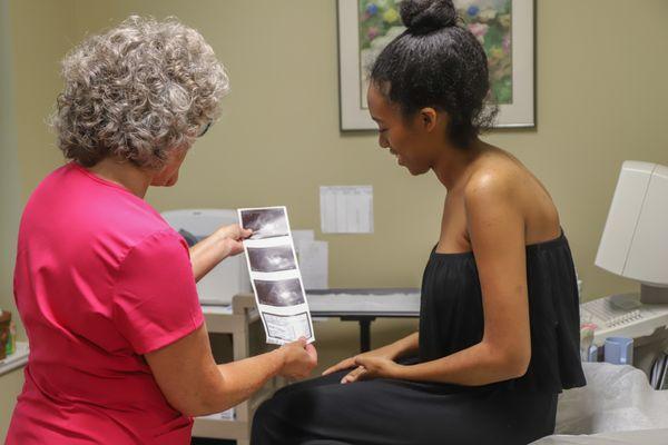 We provide ultrasounds onsite by registered diagnostic sonographers. We confirm fetal viability, heartbeat, and gestational age.