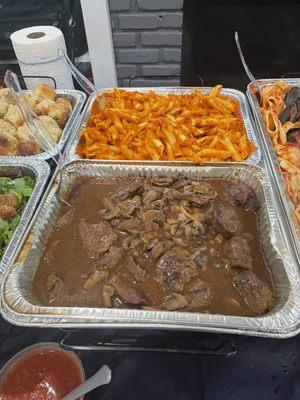 Penne alla Vodka and Beef Tips with Portobello Mushrooms