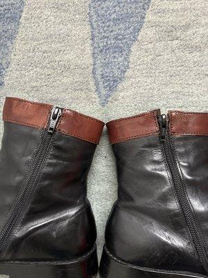 Unable to match the height of the boot on either side of the zipper‍