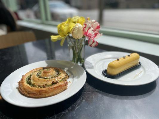 Pistachio scallion  Mango cheesecake