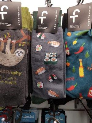 Not only do they have candy and the wall of soda, they have fun socks. Who doesn't want sushi socks?