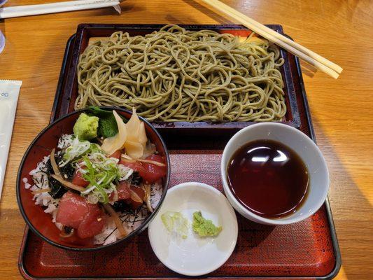 Combo with ahi poke bowl