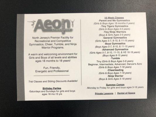 Aeon Business Card Information 2