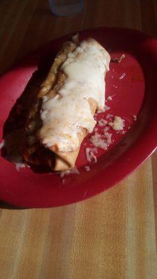 Nopalitos' green Chile chimichanga. Too much cheese and too little green Chile sauce. But it was good.