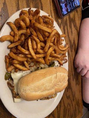 Beef philly with seasoned fries