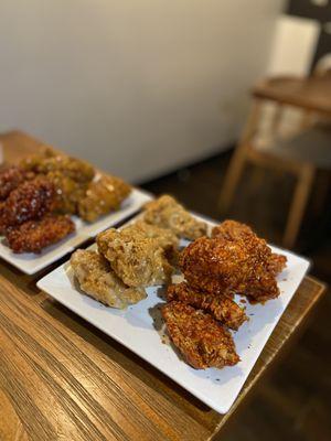 Cheongyang Wings (Left) | Garlic Spicy Wings (Right)