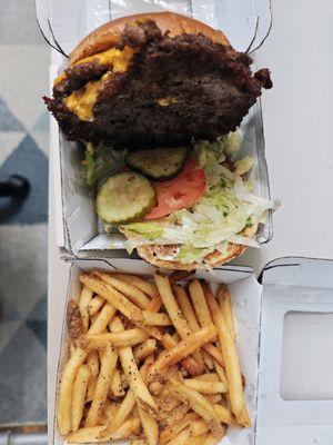 All-American Cheeseburger with fries