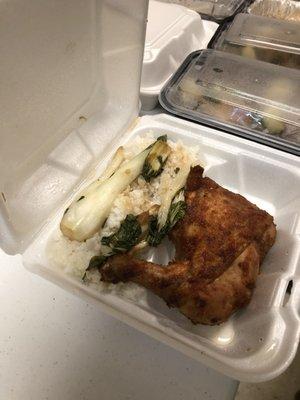 Chicken with bok choy and rice