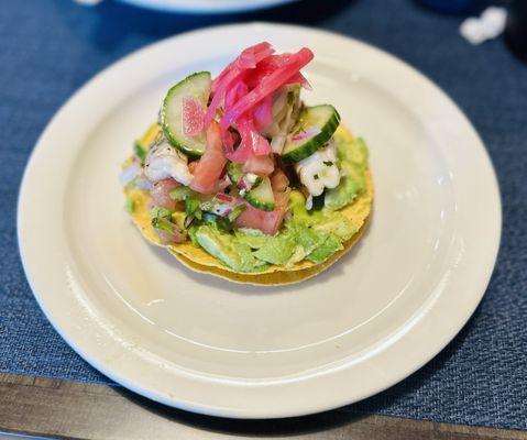 Mexican Style Shrimp Ceviche Tostada