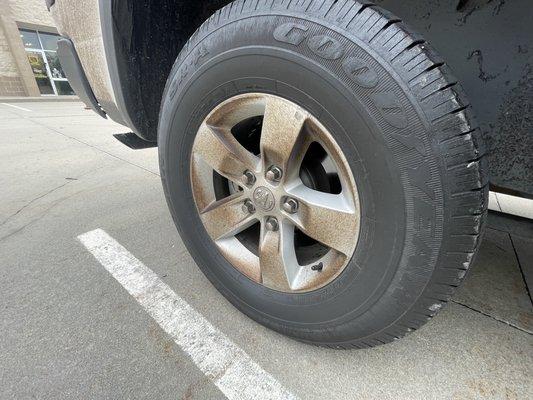 Wheels and underbody covered in road tar